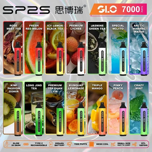 SP2S GLO 7000口拋棄式電子煙｜大容量・多口味現貨供應